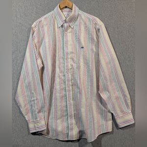 Brooks Brothers Striped Button Down Shirt Men's Large Green Blue White